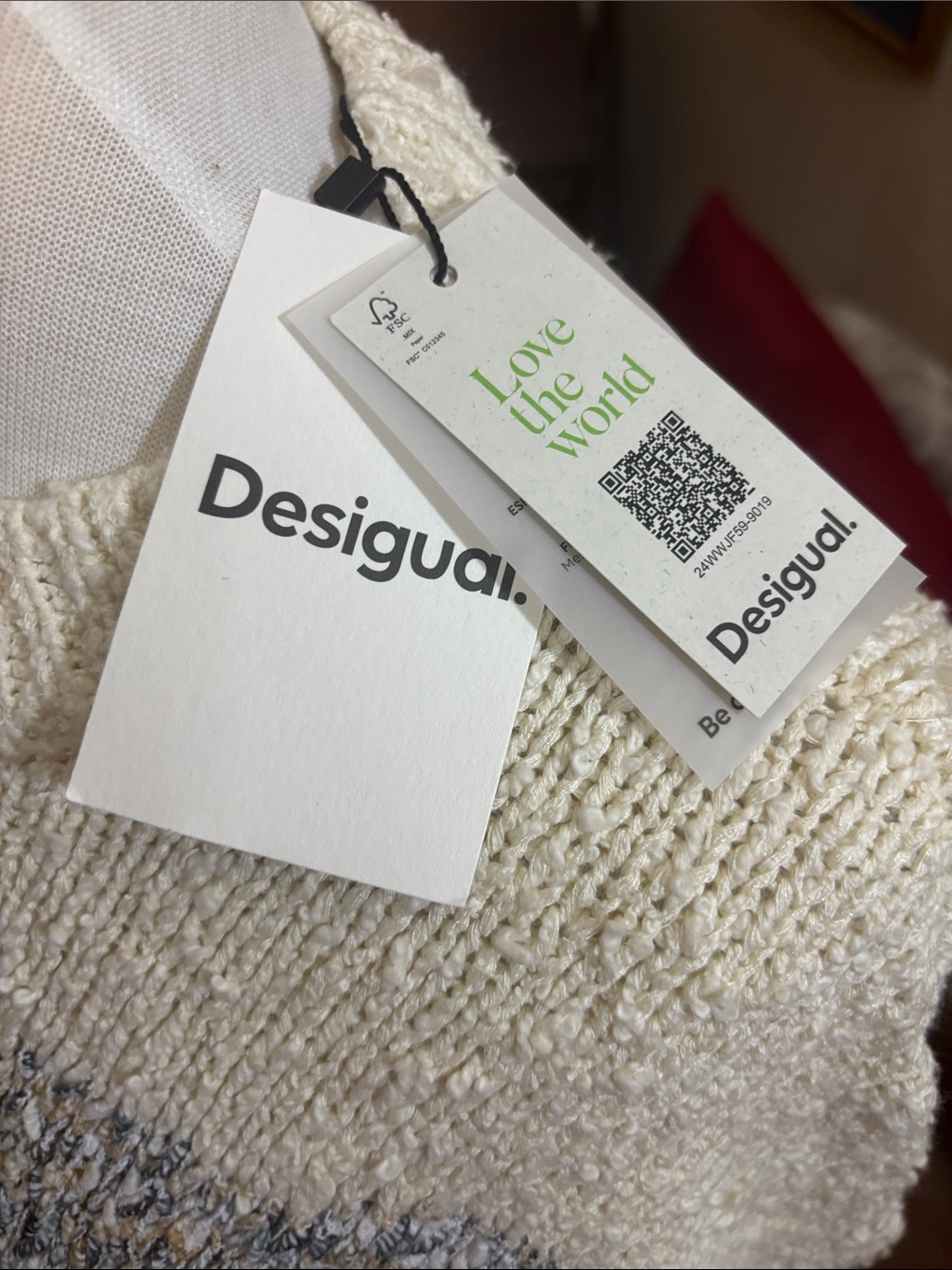 Nwt Desigual Cozy Multi-Color Embroidered Knit Sweater - Cream — image 4 of 5